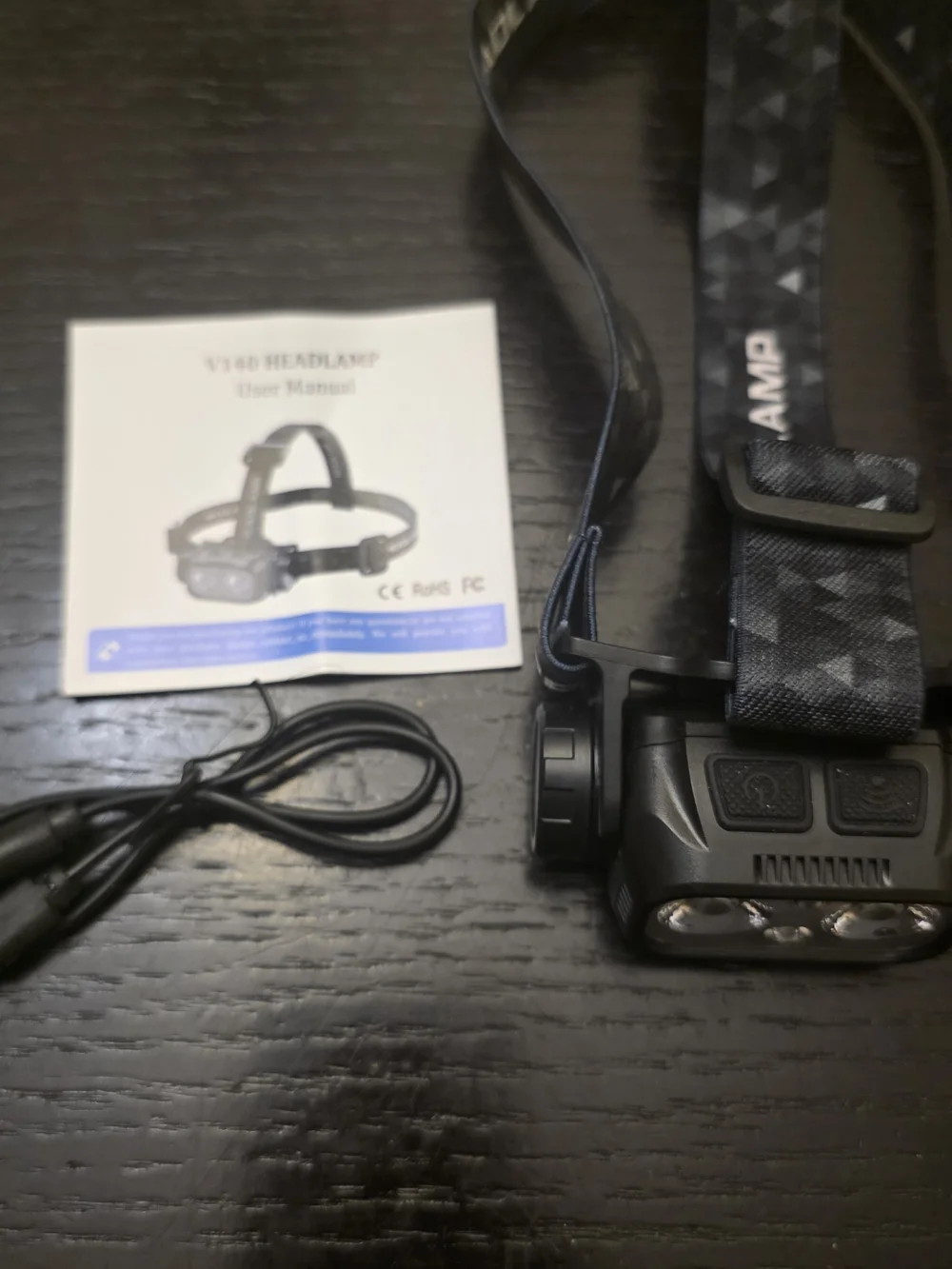 Black Headlamp with Adjustable Headband - Brand Unspecified